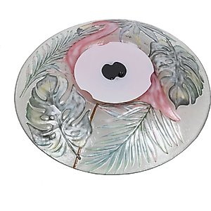 Hi-Line Gift Solar Flamingo with Tortoise Shell Glass Bird Bath with Stand, Multicolor