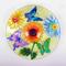 Show in main carousel: Hi-Line Gift Solar Floral Glass Butterfly Bird Bath with Stand, Multicolor slide 2 of 6