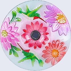 Hi-Line Gift Solar Floral Glass Hummingbird Bird Bath with Stand, Multicolor slide 2 of 4
