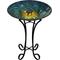Show in main carousel: Hi-Line Gift Solar Glass Peacock Feathers Bird Bath with Stand, Multicolor slide 2 of 6