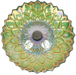Hi-Line Gift Solar Green Fusion Mosaic Floral Glass Bird Bath with Stand, Multicolor slide 2 of 8