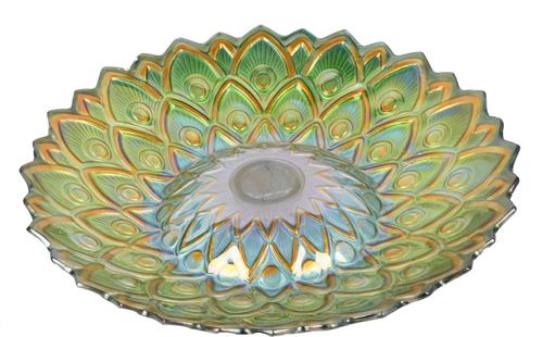 Show full view: Hi-Line Gift Solar Green Fusion Mosaic Floral Glass Bird Bath with Stand, Multicolor slide 3 of 9