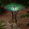 Show in main carousel: Hi-Line Gift Solar Green Peacock Feather Glass Bird Bath with Stand, Multicolor slide 6 of 10