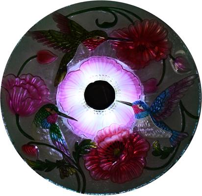 Show full view: Hi-Line Gift Solar Hummingbird with Corn Poppy Glass Bird Bath with Stand, Multicolor slide 3 of 11