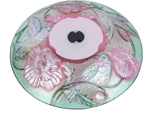 Show full view: Hi-Line Gift Solar Hummingbird with Corn Poppy Glass Bird Bath with Stand, Multicolor slide 9 of 11