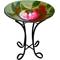 Show in main carousel: Hi-Line Gift Solar Hummingbird with Poppy Glass Bird Bath with Stand, Multicolor slide 3 of 11