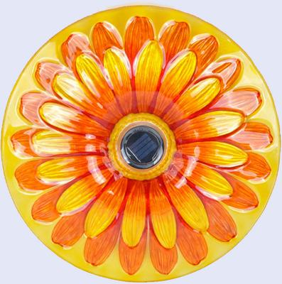 Show full view: Hi-Line Gift Solar Orange Floral Glass Bird Bath with Stand, Multicolor slide 4 of 8