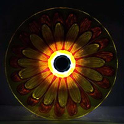 Show full view: Hi-Line Gift Solar Orange Floral Glass Bird Bath with Stand, Multicolor slide 5 of 8