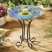 Show in main carousel: Hi-Line Gift Solar ORB Peacock Glass Bird Bath with Stand, Multicolor slide 1 of 5