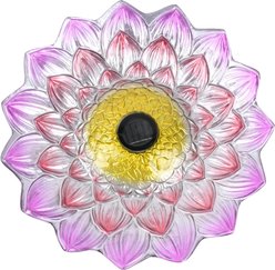 Hi-Line Gift Solar Pink Floral Glass Bird Bath with Stand, Multicolor slide 2 of 9