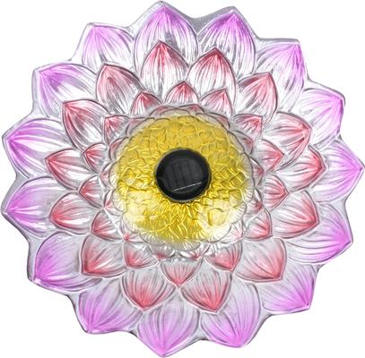 Show full view: Hi-Line Gift Solar Pink Floral Glass Bird Bath with Stand, Multicolor slide 2 of 10