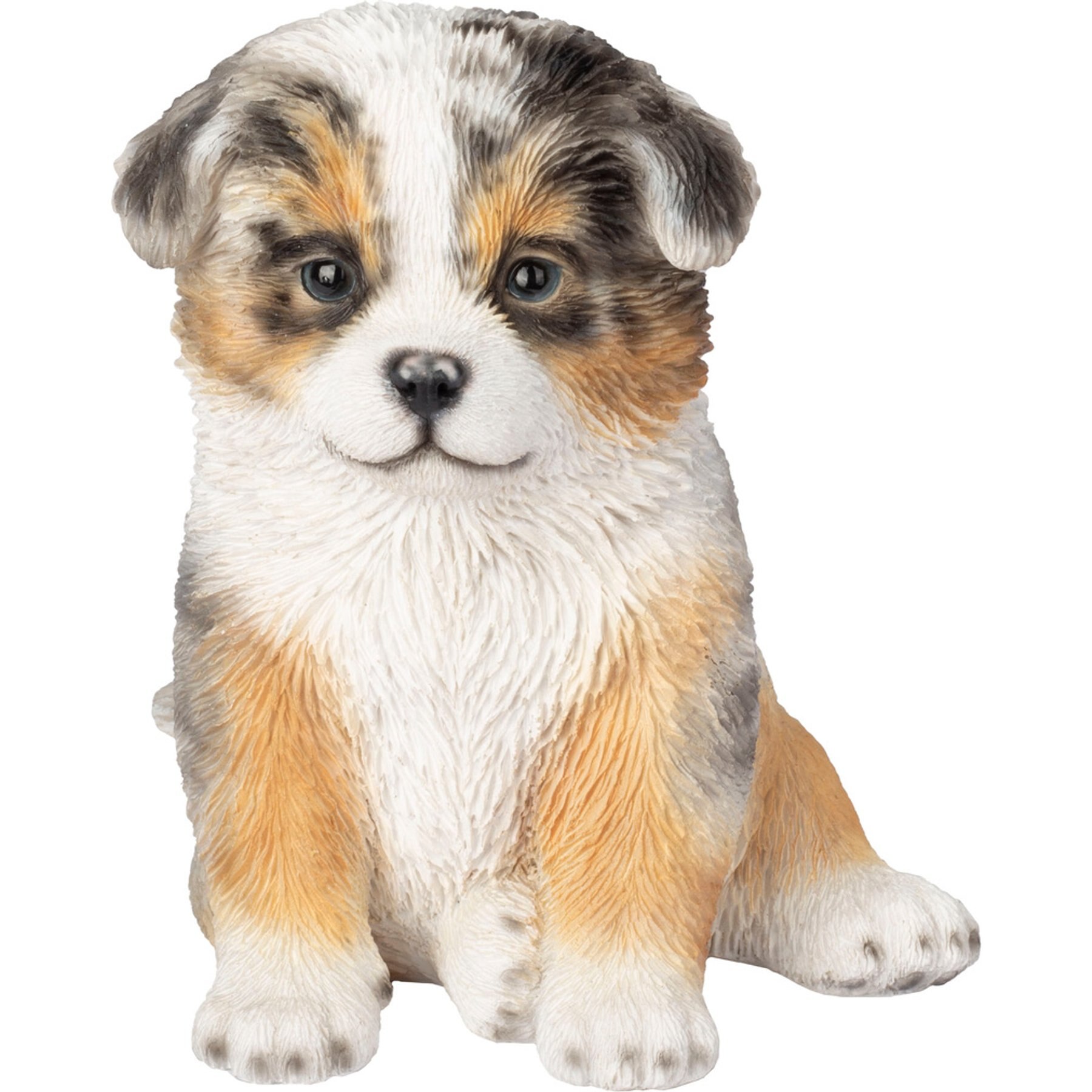 Hi-Line Gift SOREAL Australian Shepherd Puppy Figurine Statue, White/Brown/ Black, 6.3-in