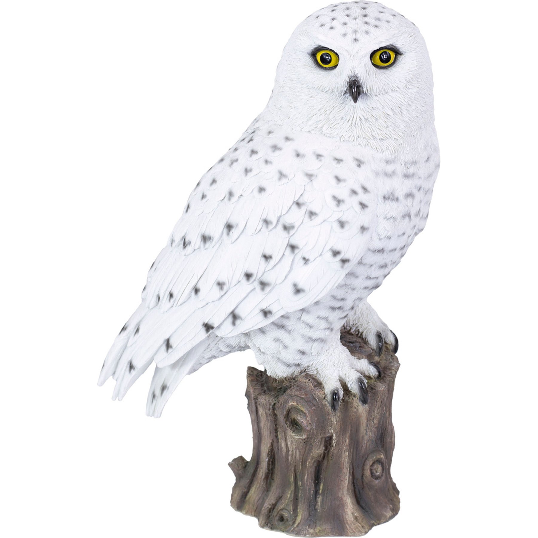 Hi-Line Gift SOREAL Snowy Owl on Branch Statue, White, 9.37-in