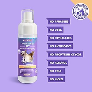 HICC PET Antimicrobial Anal Gland Dog Cat & Small Pet Spray, 4-fl oz bottle