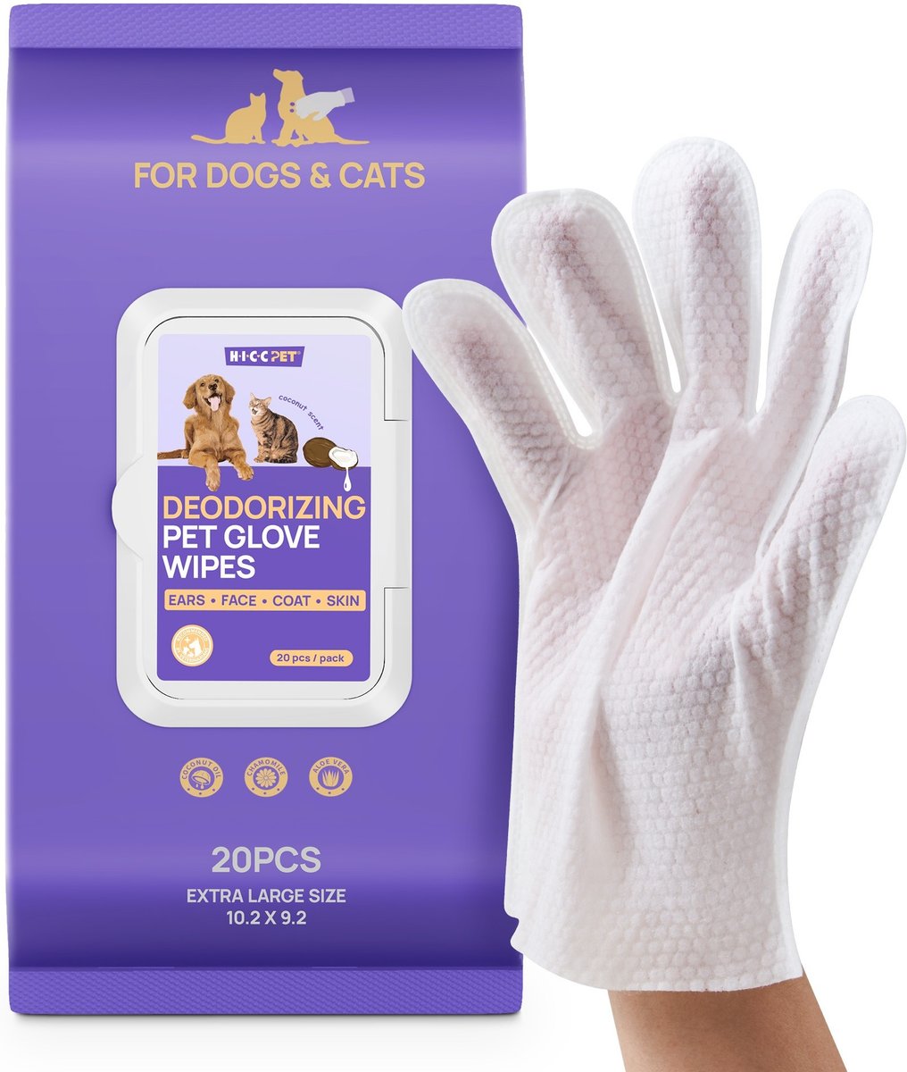 Hertzko Chenille Coral Fleece Dog & Cat Towel Glove, 2 count