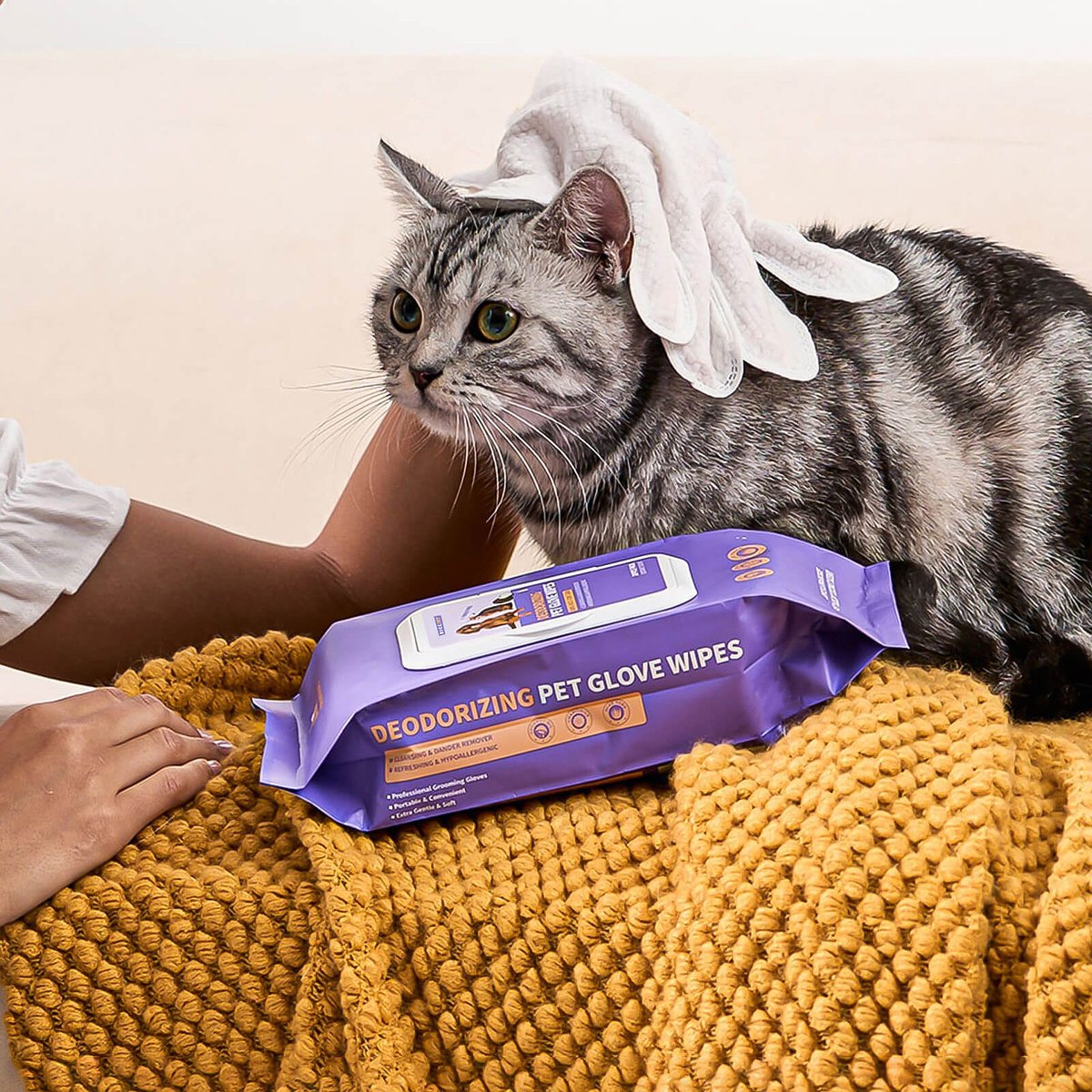 HICC PET Deodorizing Cat & Dog Glove Wipes