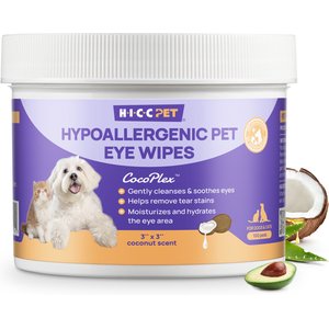 HICC PET Hypoallergenic Tear Stain Care Dog & Cat Eye Wipes, 100 count