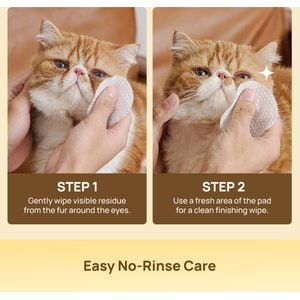 HICC PET Hypoallergenic Tear Stain Care Dog & Cat Eye Wipes, 100 count