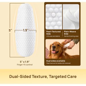 HICC PET Relief Ear Finger Wax, Dirt & Debris Care Dog & Cat Wipes, 50 count