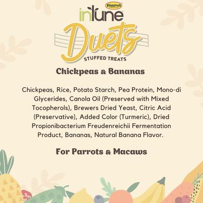 Show full view: Higgins inTune Duets Chickpeas & Bananas Bird Treats, 3-oz bag slide 3 of 5