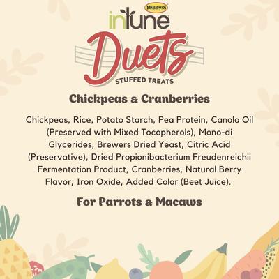 Show full view: Higgins inTune Duets Chickpeas & Cranberries Bird Treats, 3-oz bag slide 3 of 6