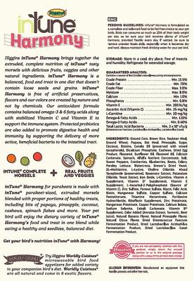 Show full view: Higgins inTune Harmony Parakeet Bird Food, 2-lb bag slide 2 of 9