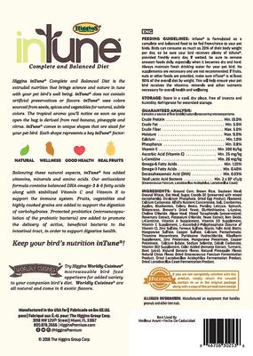 Show full view: Higgins InTune Natural Parrot Food, 3-lb bag slide 2 of 10