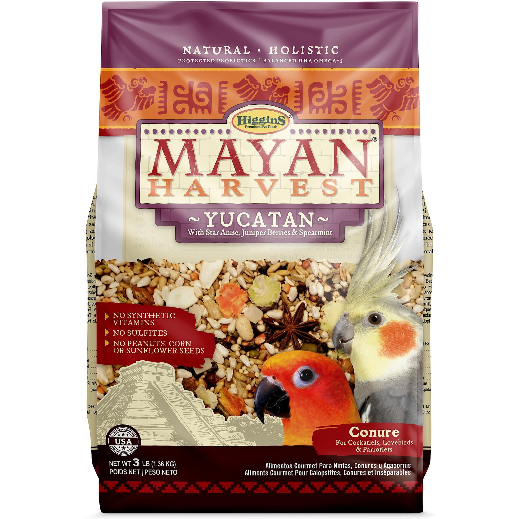 Higgins Mayan Harvest Yucatan Bird Food for Conures, 3-lb bag