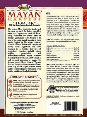 Show full view: Higgins Mayan Harvest Yucatan Bird Food for Conures, 3-lb bag slide 2 of 6