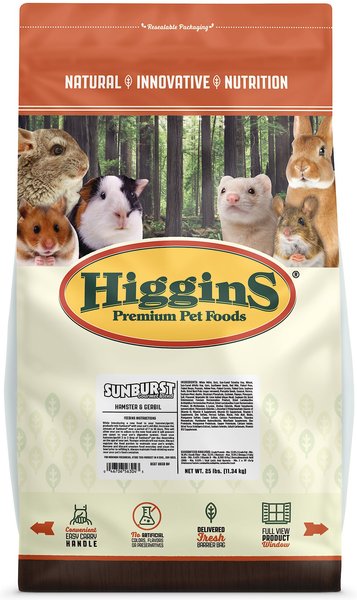 Show full view: Higgins Sunburst Gourmet Blend Gerbil & Hamster Food, 25-lb bag slide 1 of 8