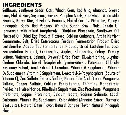 Show full view: Higgins Sunburst Gourmet Blend Parrot Bird Food, 3-lb bag slide 6 of 7