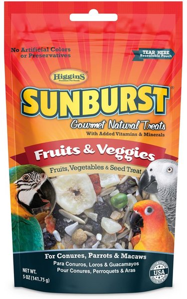 Higgins Sunburst Gourmet Fruits & Vegetables Bird Treats, 5-oz bag