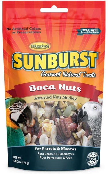 Higgins Sunburst Gourmet Treats Boca Nuts Macaw & Parrot Bird Treats, 5-oz bag