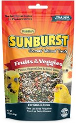 Higgins Sunburst Gourmet Treats Dried Fruits & Veggies Small Cockaiel & Canary Bird Treats, 3-oz bag