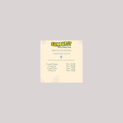 Show full view: Higgins Sunburst Gourmet Treats Dried Fruits & Veggies Small Cockaiel & Canary Bird Treats, 3-oz bag slide 4 of 6