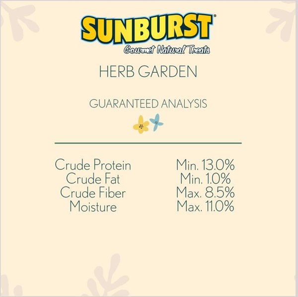 Show full view: Higgins Sunburst Gourmet Treats Herb Garden Dried Veggies Guinea Pig & Hamster Treats, 3-oz bag slide 4 of 5