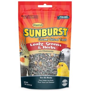Higgins Sunburst Gourmet Treats Leafy Greens & Herbs Bird Food, 1-oz bag