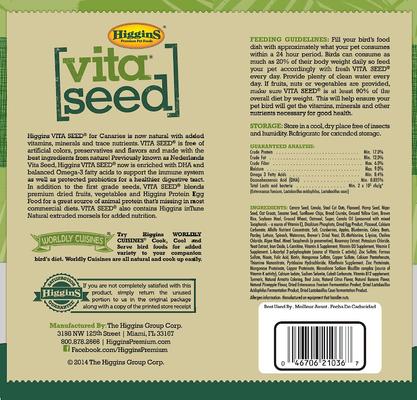 Show full view: Higgins Vita Seed Canary Bird Food, 5-lb bag slide 2 of 6