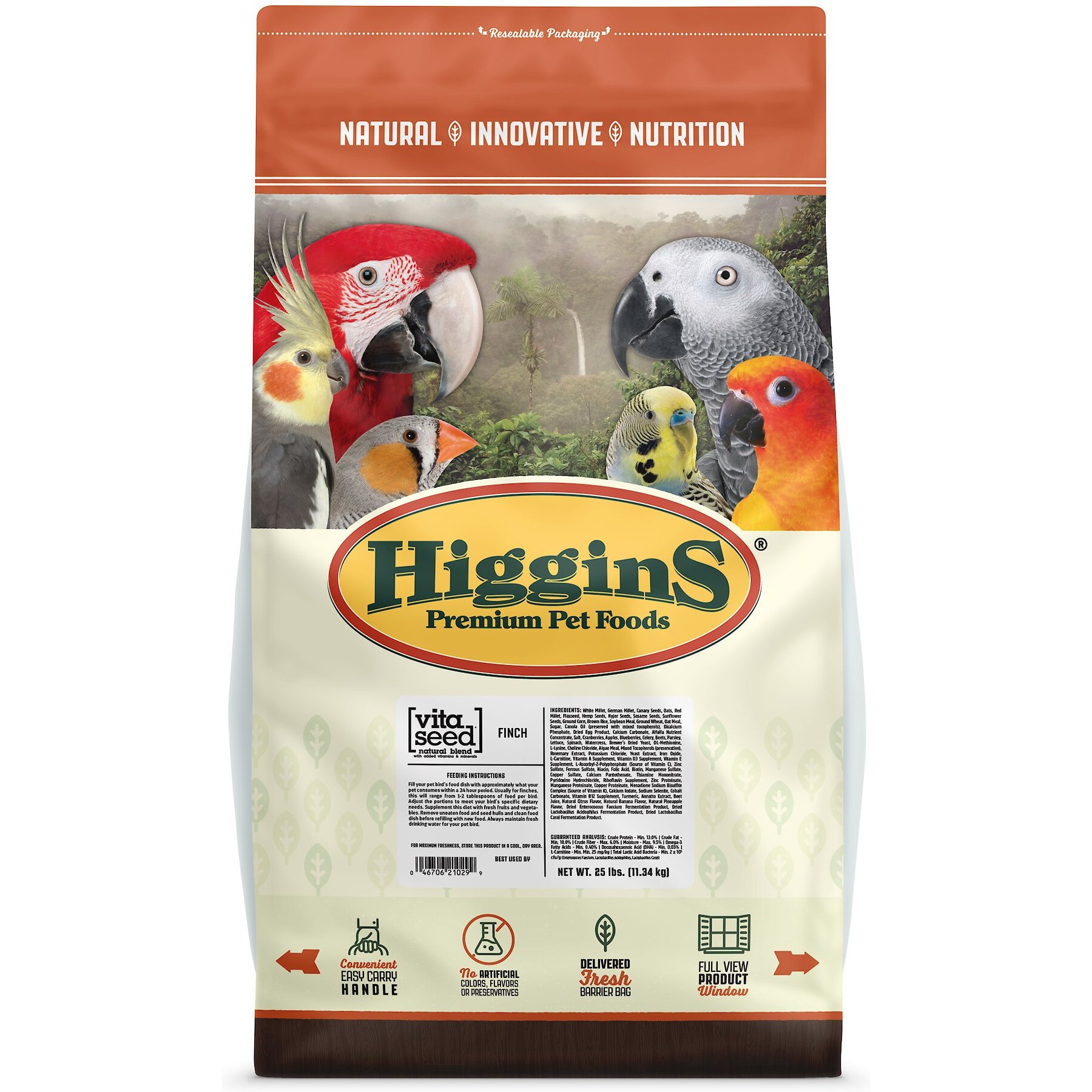 Higgins Vita Seed Finch Bird Food, 25-lb bag