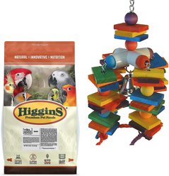 Higgins Vita Seed Parrot Food + Super Bird Creations 4 Way Play Toy