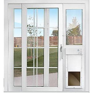 High Tech Pet Products Power Pet Door, WI-FI Smartphone Controlled Full Patio Panel for Sliding Glass Door Installations, White, Large
