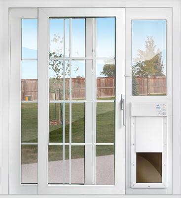 Show full view: High Tech Pet Products Power Pet Door, WI-FI Smartphone Controlled Full Patio Panel for Sliding Glass Door Installations, White, Large slide 3 of 9