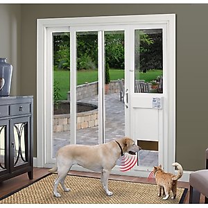 High Tech Pet Products Power Pet Door, WI-FI Smartphone Controlled Full Patio Panel for Sliding Glass Door Installations, White, Large