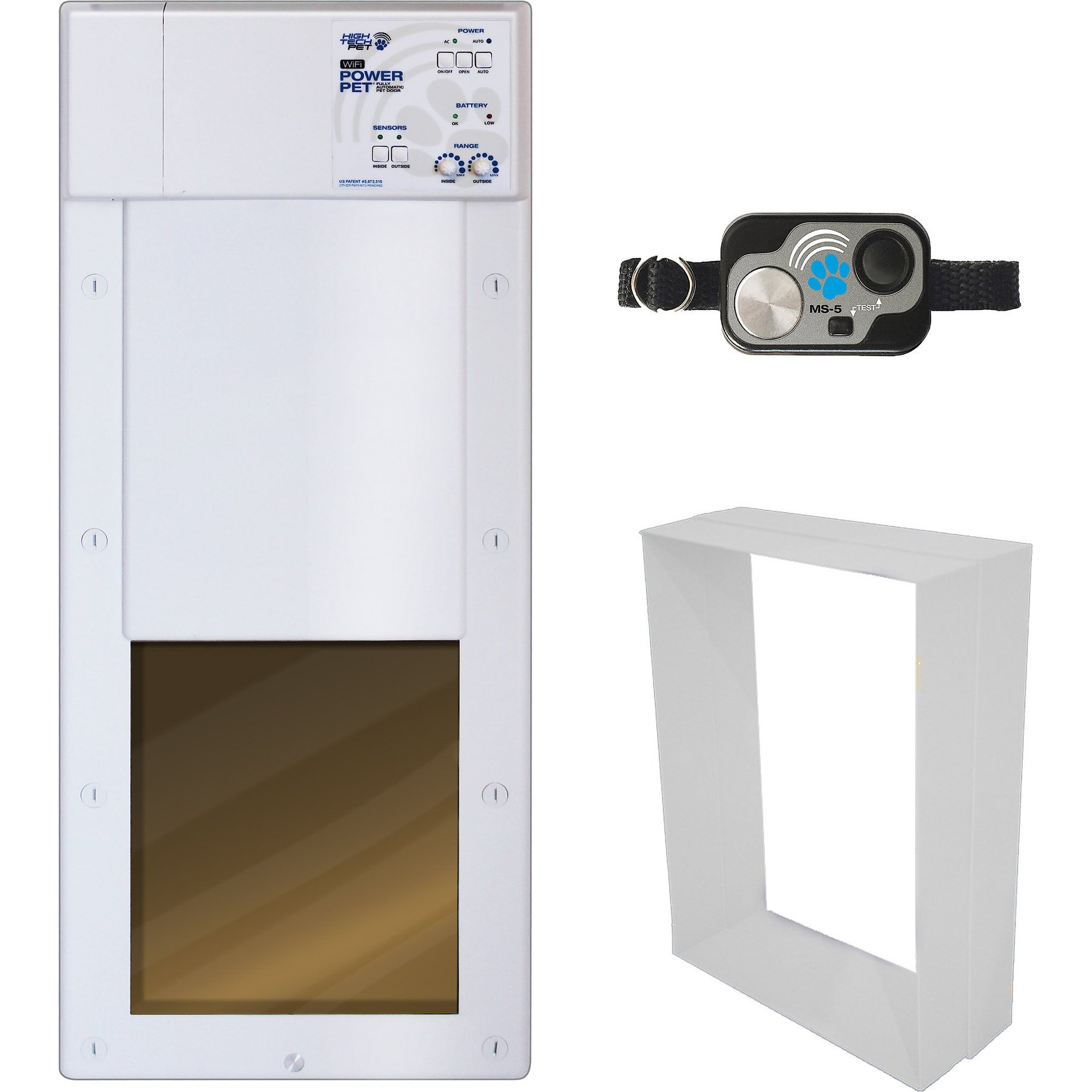 High Tech Pet Products WiFi Enabled Smartphone Controlled Automatic Dog & Cat Door & Wall Installation Kit, Medium