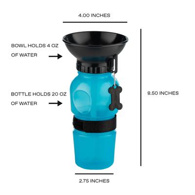 Show full view: Highwave AutoDogMug Portable Dog Water Bottle & Bowl, Blue, 20-oz bottle slide 3 of 10