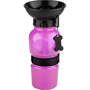 Highwave AutoDogMug Portable Dog Water Bottle & Bowl, Pink, 20-oz bottle