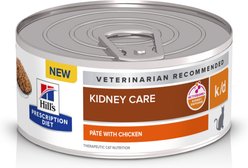 Hill's Prescription Diet k/d Kidney Care with Chicken Wet Cat Food, 5.5-oz, case of 4