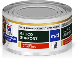 Hill's Prescription Diet m/d GlucoSupport Chicken & Liver Stew Wet Cat Food, 2.9-oz, case of 4