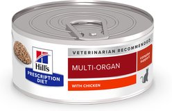 Hill's Prescription Diet Multi-Organ Support Chicken Wet Cat Food, 5.5-oz can, case of 4