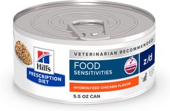 Hill's Prescription Diet z/d Skin & Food Sensitivities Hydrolyzed Chicken Flavor Wet Cat Food, 5.5-oz, case of 4